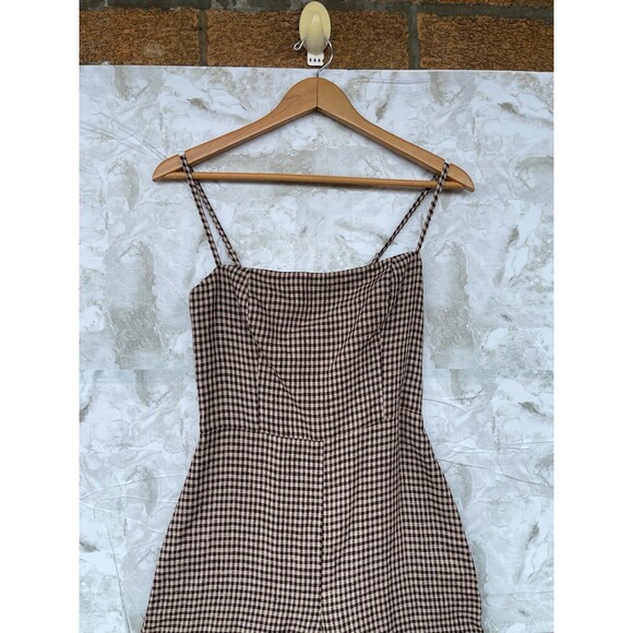 Reformation Overland Linen Jumpsuit In Tartine Check (Brown/Tan Checkered) sz2 - Picture 5 of 13